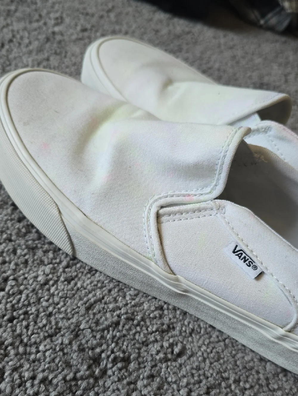 Vans Womens White Slip-On Sneakers Create Your Own DIY Shoes Size 9